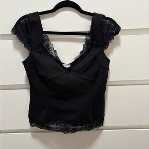 Free People Intimately Black Lace Top